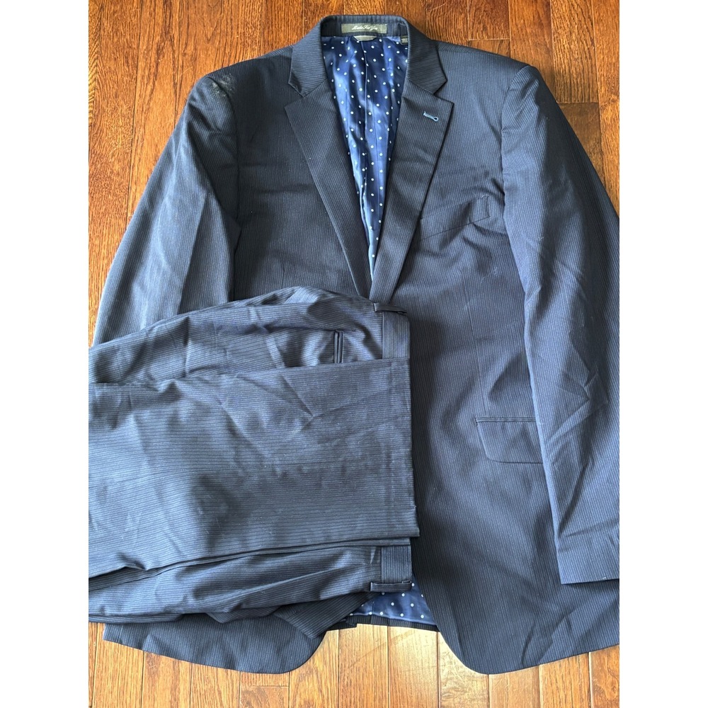 Indochino Wool Blue Pinstripe 2 Piece Suit 44R 36x32